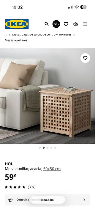 Tavolo ausiliario HOL IKEA in acacia 50x50 cm