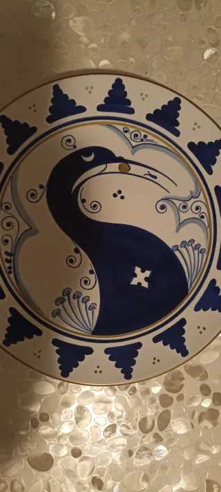 Coppia Piatti Ceramica Faenza Decorati Blu