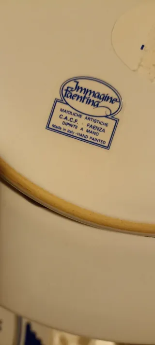 Coppia Piatti Ceramica Faenza Decorati Blu