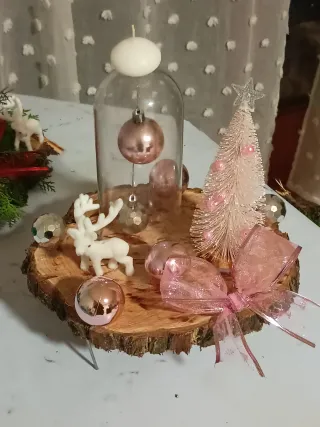 Centro de mesa Navideño Rosa y Blanco