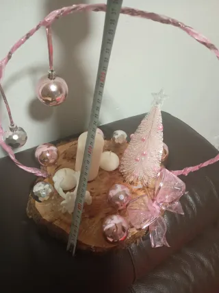 Centro de mesa navidad, Navideño Rosa y Blanco