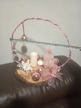 Centro de mesa navidad, Navideño Rosa y Blanco