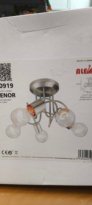 Lámpara techo 5 luces níquel Alemar