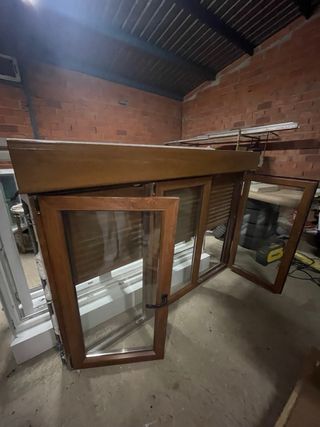 Ventanas PVC Roble Madera+persiana206x152  143x146