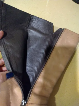 Botas altas de piel beige