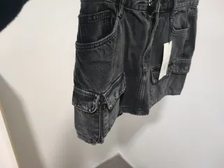 Falda Zara Cargo Vaquera Gris Talla M