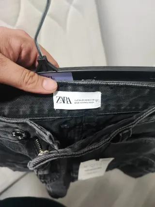 Falda Zara Cargo Vaquera Gris Talla M