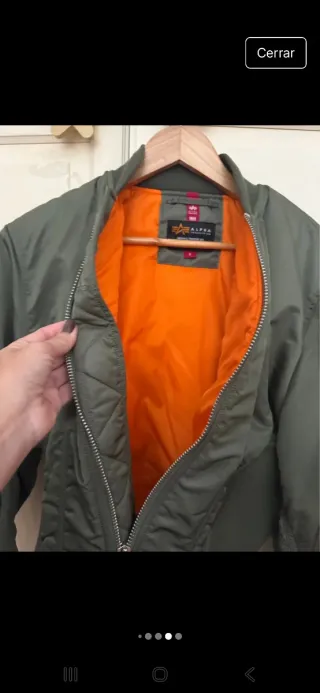 Bomber verde talla S alpha industrial