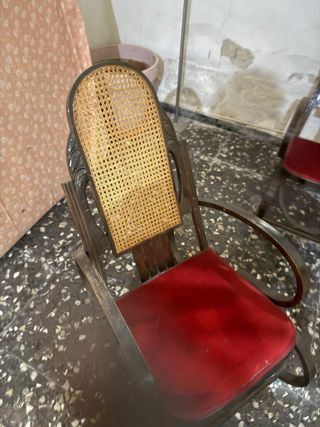 2 Mecedoras Antiguas Madera Mimbre