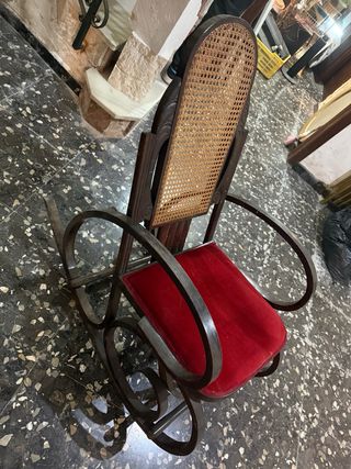 2 Mecedoras Antiguas Madera Mimbre