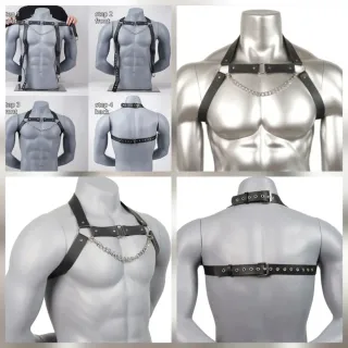 Arnés de piel sintética negro