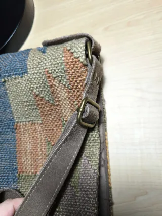 Bolso piel y lana multicolor