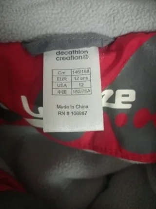 Chaqueta de esquí Wed'ze roja y gris