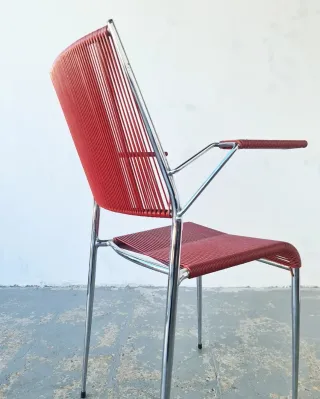 Silla scoubidou francesa. Vintage, 70s.