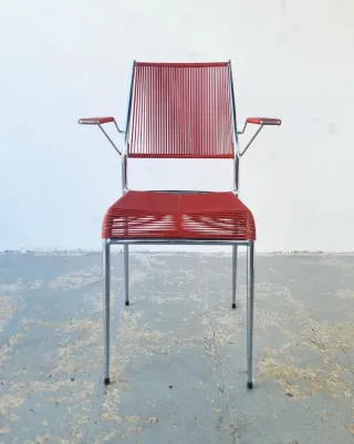 Silla scoubidou francesa. Vintage, 70s.