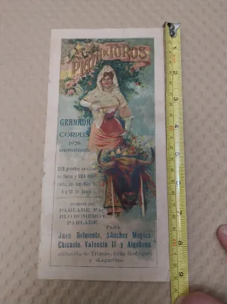 Cartel Toros Granada Corpus 1926