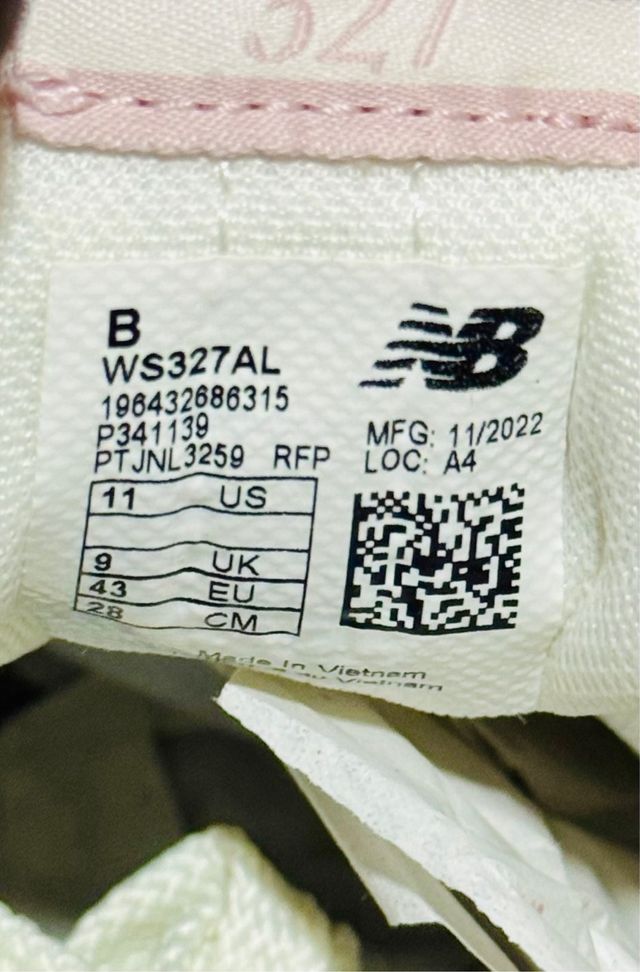 New Balance 327 Talla 43 Cuero Blancas Rosas