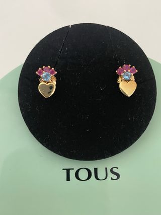 Pendientes Tous Corazón Oro 18k Gemas
