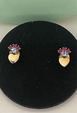 Pendientes Tous Corazón Oro 18k Gemas