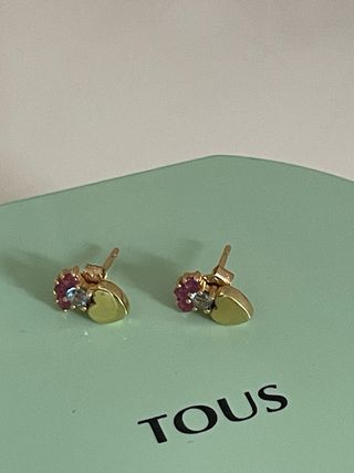 Pendientes Tous Corazón Oro 18k Gemas