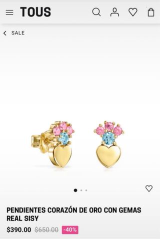 Pendientes Tous Corazón Oro 18k Gemas