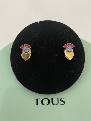 Pendientes Tous Corazón Oro 18k Gemas
