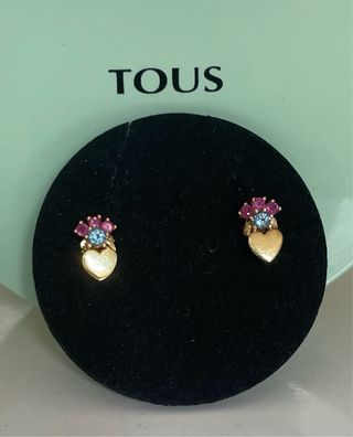 Pendientes Tous Corazón Oro 18k Gemas