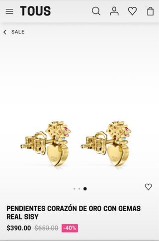 Pendientes Tous Corazón Oro 18k Gemas