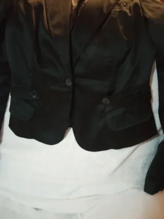 Chaqueta Stradivarius Negra Raso Mujer