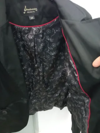 Chaqueta Stradivarius Negra Raso Mujer