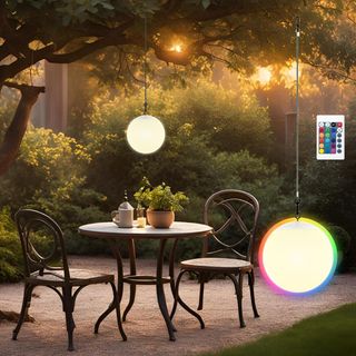 Lámpara solar bola colgante Led RGB exterior 20cm