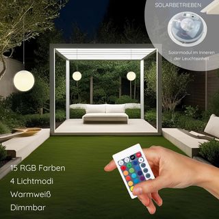 Lámpara solar bola colgante Led RGB exterior 20cm