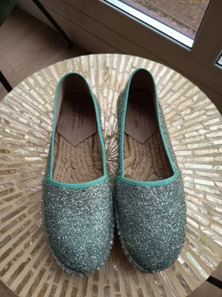 Alpargatas Viguera Plata Turquesa. Usadas una vez