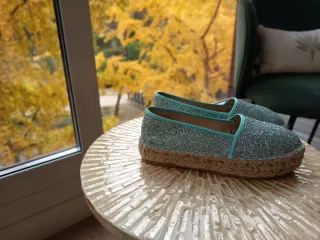 Alpargatas Viguera Plata Turquesa. Usadas una vez