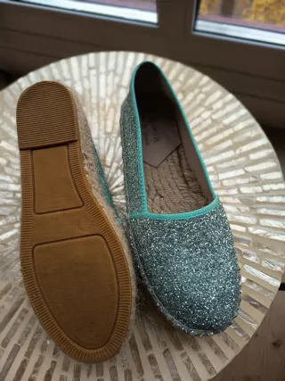 Alpargatas Viguera Plata Turquesa. Usadas una vez