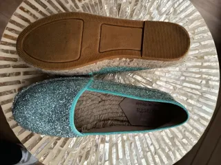 Alpargatas Viguera Plata Turquesa. Usadas una vez