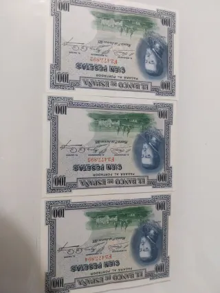 Trío Billetes 100 Pesetas 1925 Correlativos