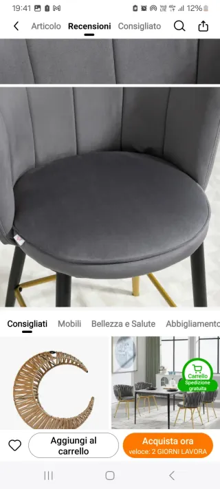 Set 2 sgabelli moderni effetto vellutato