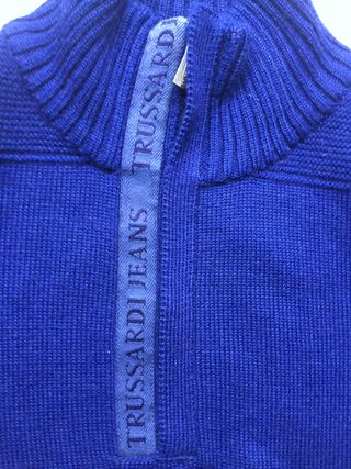 Jersey Trussardi media cremallera azul Talla M