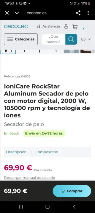 Secador Cecotec Ionicare Rockstar Nano plasma
