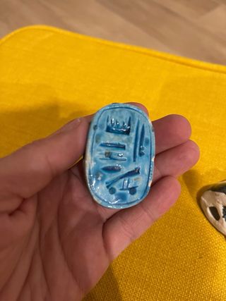 Escarabajo de la suerte azul y blanco