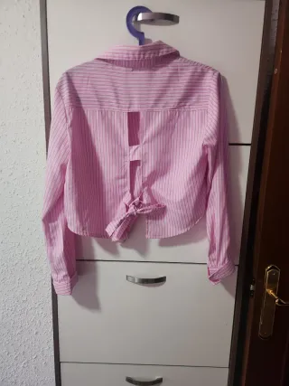 Camisa corta a rayas rosas Talla m