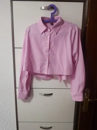 Camisa corta a rayas rosas Talla m