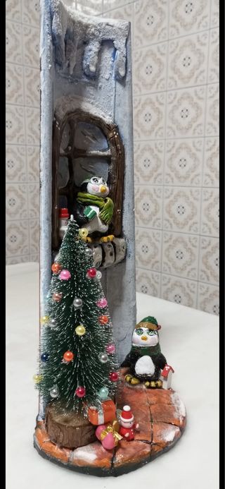 Decoración Navideña Pingüinos y Árbol