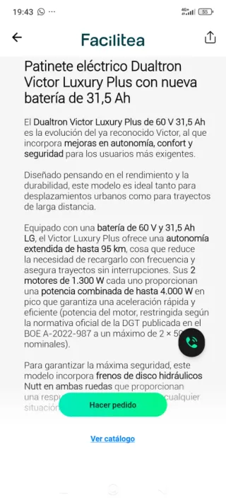 Patinete Dualtron Victory Luxury Plus