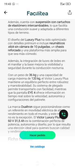 Patinete Dualtron Victory Luxury Plus