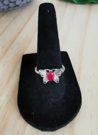 Anillo Mariposa con Rubí Natural, tamaño Ajustable