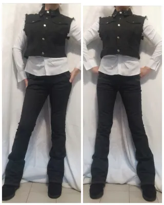 Set. Jeans + Gilet Nero.