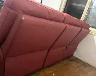 Sofá de piel rojo 3 plazas