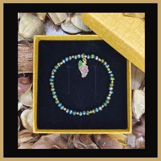 Pulsera elástica con cuentas irisadas dije de uvas